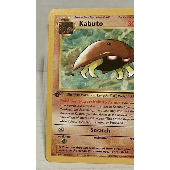 1st Edition Fossil‎ Kabuto 50/62 Pokemon Card WOTC Vintage LP - Picture 2 of 13